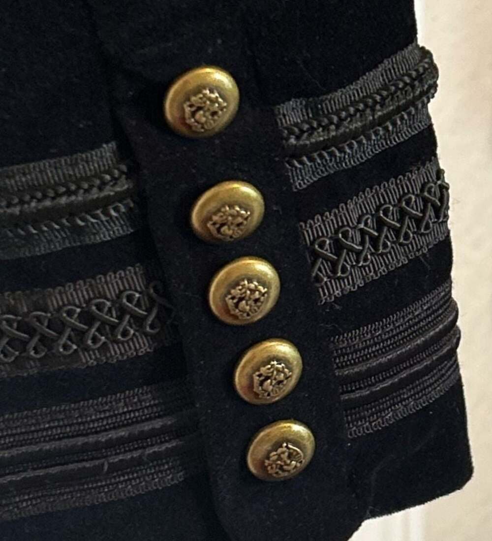 Torrid Black Velvet Military Style Jacket with Gold Button Details - Picture 7 of 11